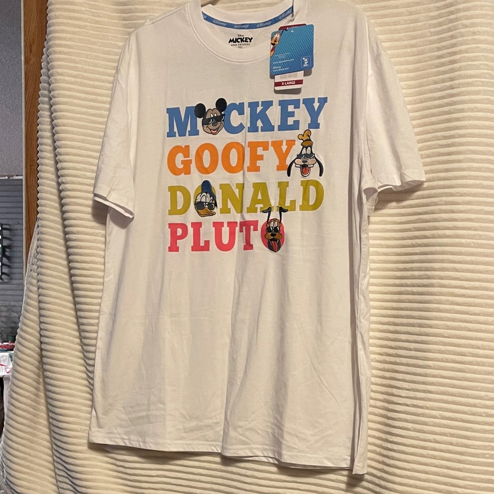 Disney White Tee with Colorful Character Names
